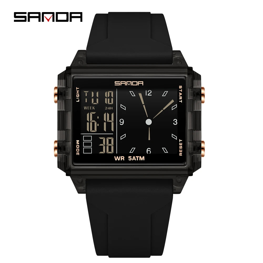 Fashion SADNA New 6273 Women's Electronic Watch Multifunctional Sports Waterproof LED Timing Student Electronic Watch