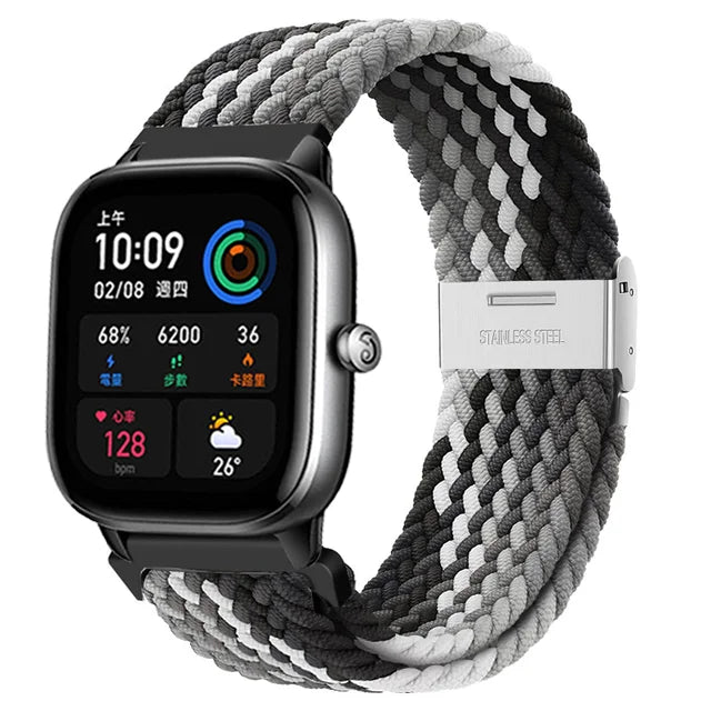 20mm 22mm Braided solo loop For Amazfit GTS 4/2/2e/GTS2 Mini/GTR 4/2/2e/3/Pro 47mm stratos Bracelet Watch band Amazfit bip strap