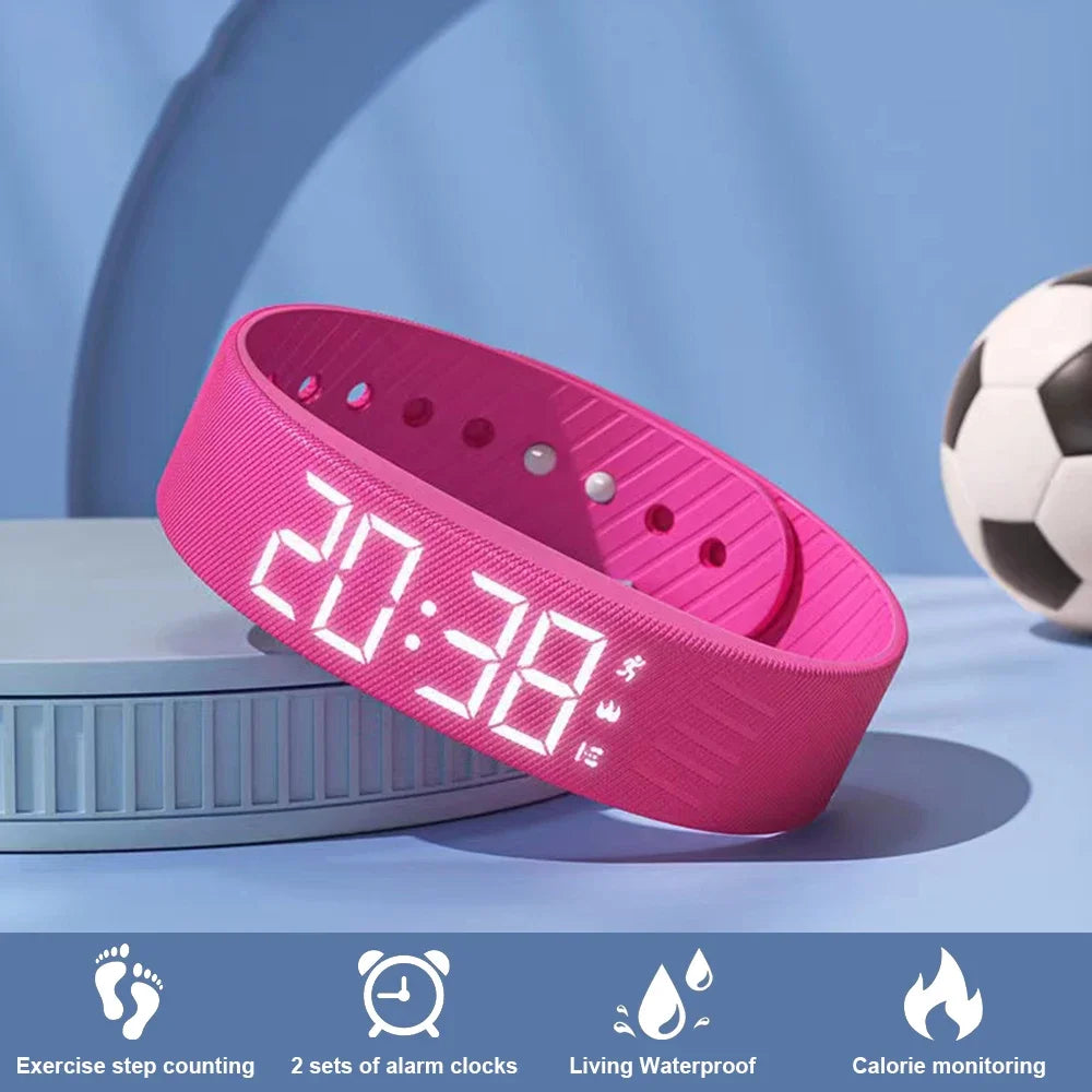 Smart Bracelet LED Digital Vibration Alarm Wrist Waterproof Smart Clock Smartband With Running Pedometer Monitor Smart Band