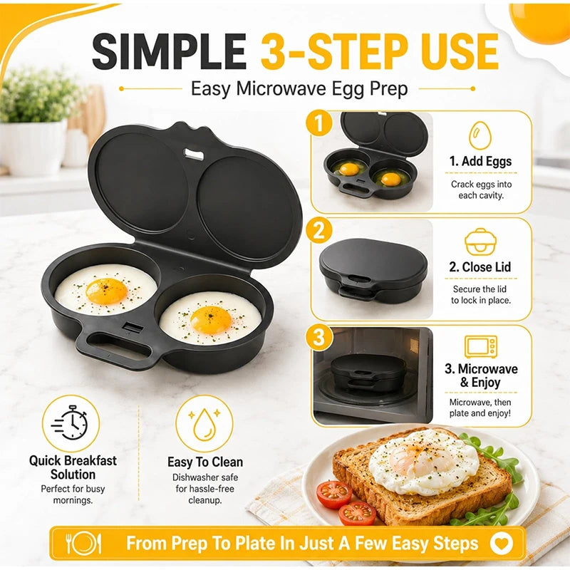 Food Grade Microwave Egg Cooker Heat Resistant Plastic Egg Poacher Steamer Nonstick Portable Egg Fryer Mold Home Kitchen Gadget