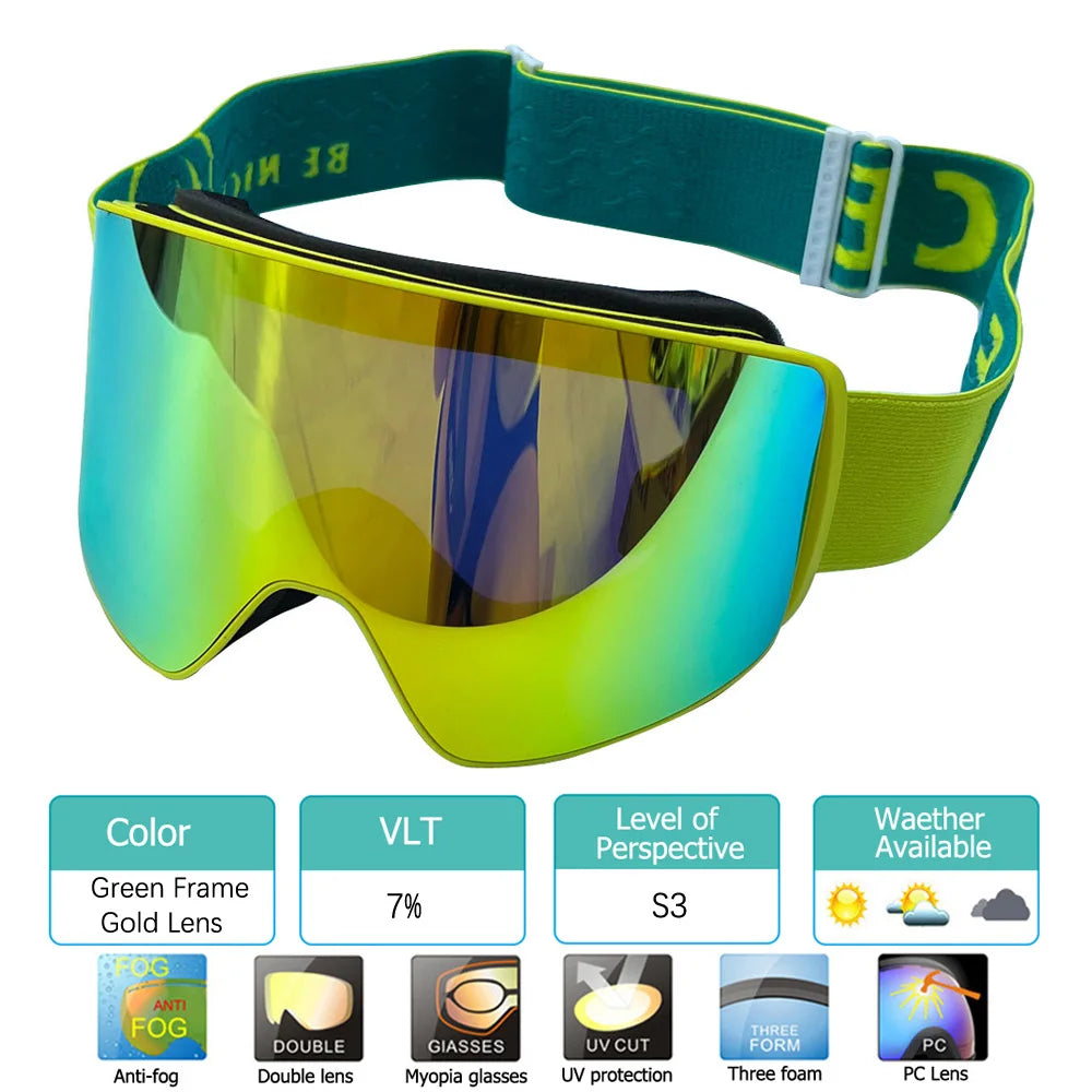 2024 New Double Layer Magnetic Ski Goggles Polarized Lens Skiing Anti-Fog UV400 Snowboard Goggles Men Women Ski Glasses Eyewear