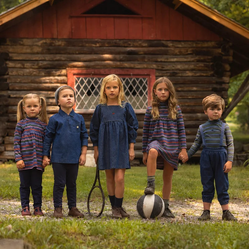 Ali Plus AW26 Stripe and Denim Collection Skirt overalls Rompers Shirts Family Matches Clothing