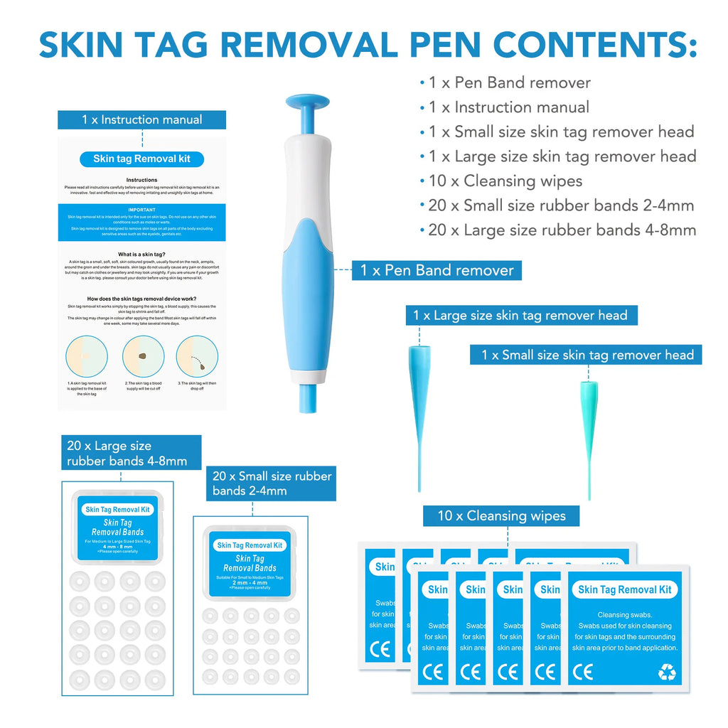 Skin Tag Removal Mole Wart Removal Facial Mole Wart Microstrip Tag Removal Kit Automatic Mole Remover Tool with Cleansing Swabs