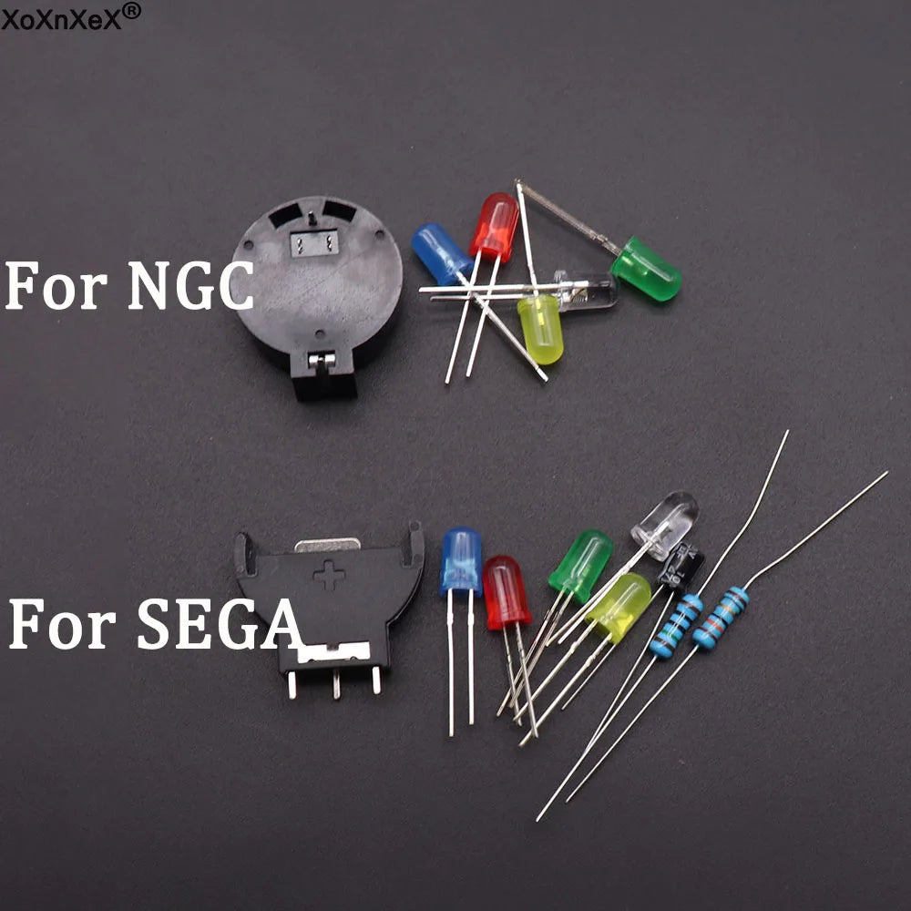 1Set For GAMECUBE NGC BATTERY UPGRADE For SEGA Dreamcast DC Controller Ports PCB Power LED Kit Fuse Capacitor Battery Holder Kit
