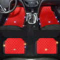 All Weather Car Floor Mats, Bling Diamond Full Leather Liners, Heavy Duty & Odorless, Fit SUVs & Sedans