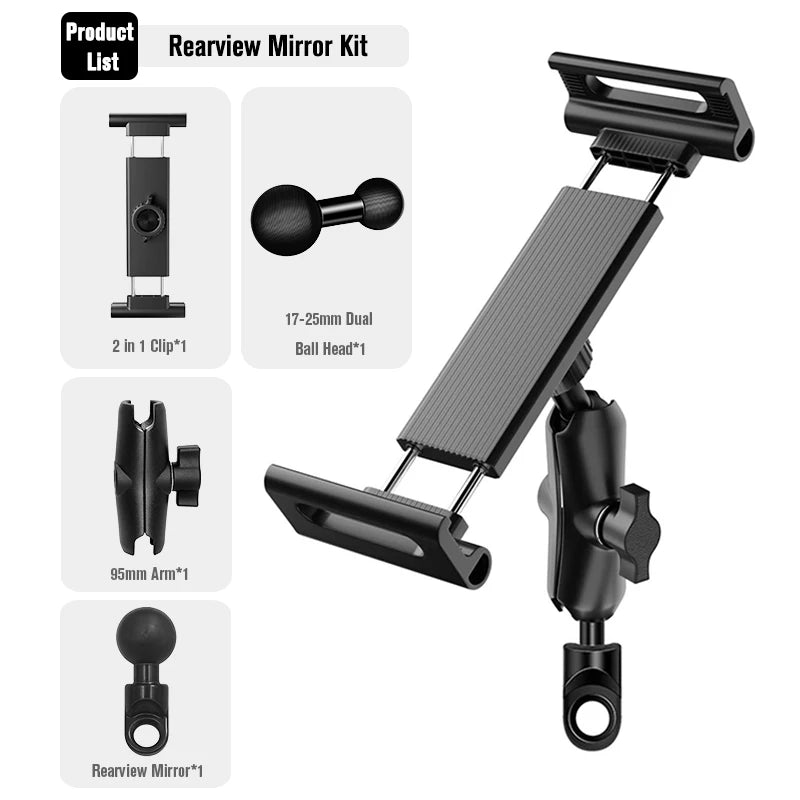 Tablet Holder Bike Handlebar Mount Clamp for Treadmill Motorcycle Bicycle Spin Bike Stroller for iPad Pro 12.9, Air, Mini, 4-13"
