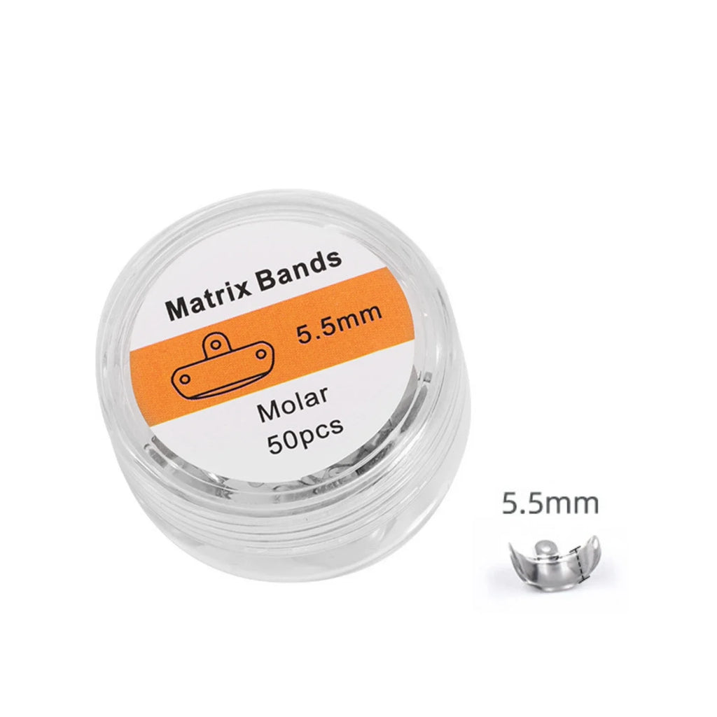50/100Pcs Dental Sectional Matrix Bands 3.5-6.5mm Pre-Contoured Metal Matrices for Posterior Teeth Restoration Dentistry Tools