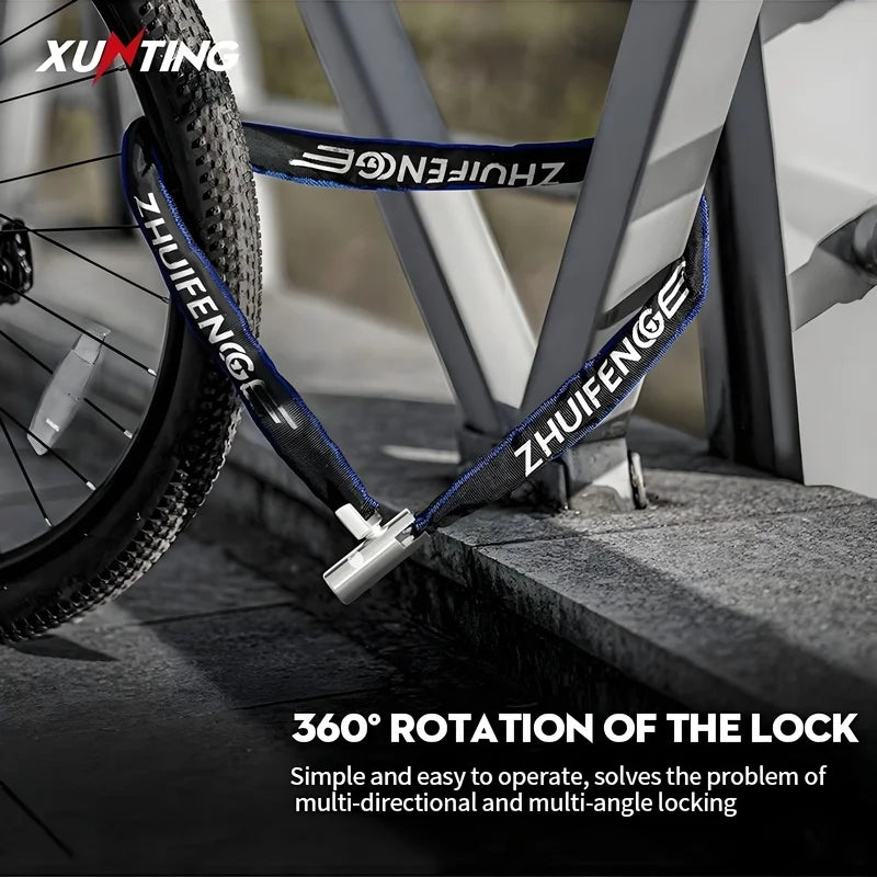 Bike Chain Lock 65cm 250g Ultra Lightweight Portable Anti-Theft Zinc Alloy Fabric Wrapped Bicycle Security Lock MTB Road Cycling