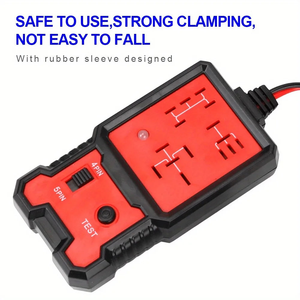 Portable 12V Automotive Relay Tester - Easily Diagnose and Test Relays with Battery Clips, Fast and Accurate Results, for Car, T