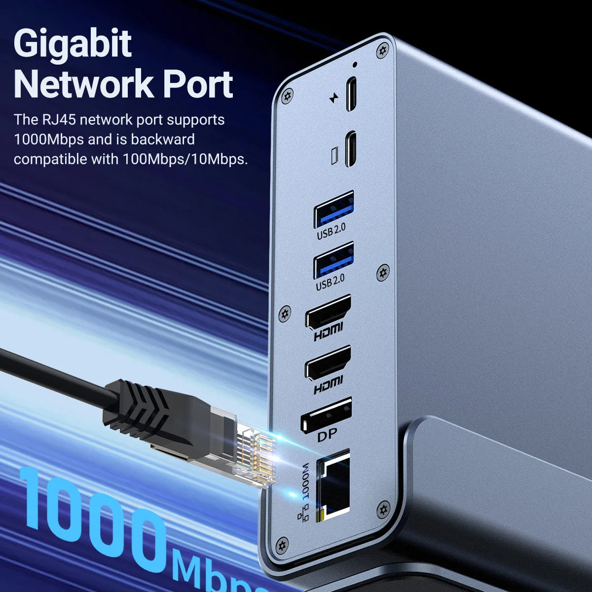 15 In 1 USB-C Docking Station，Type-C 4K60Hz HUB With HDTV*2+PD 100W+USB 2.0/3.0+SD+TF+RJ45 Ethernet+3.5 mm Audio+VGA For Laptop