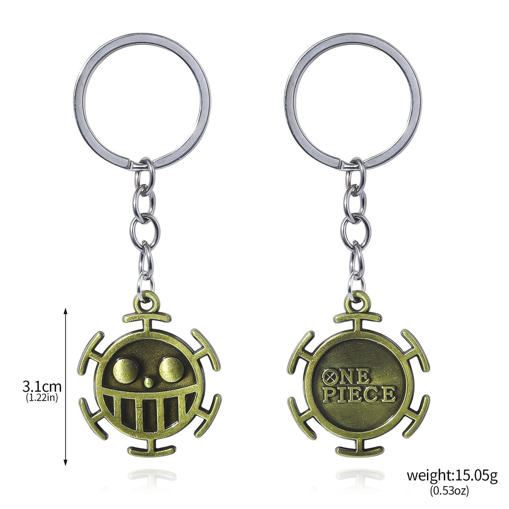One Piece Luffy Straw Hat Keychain Rotatable Zoro Skull Metal Pendant Role-Playing Decorative Accessories Fan Jewelry Gift