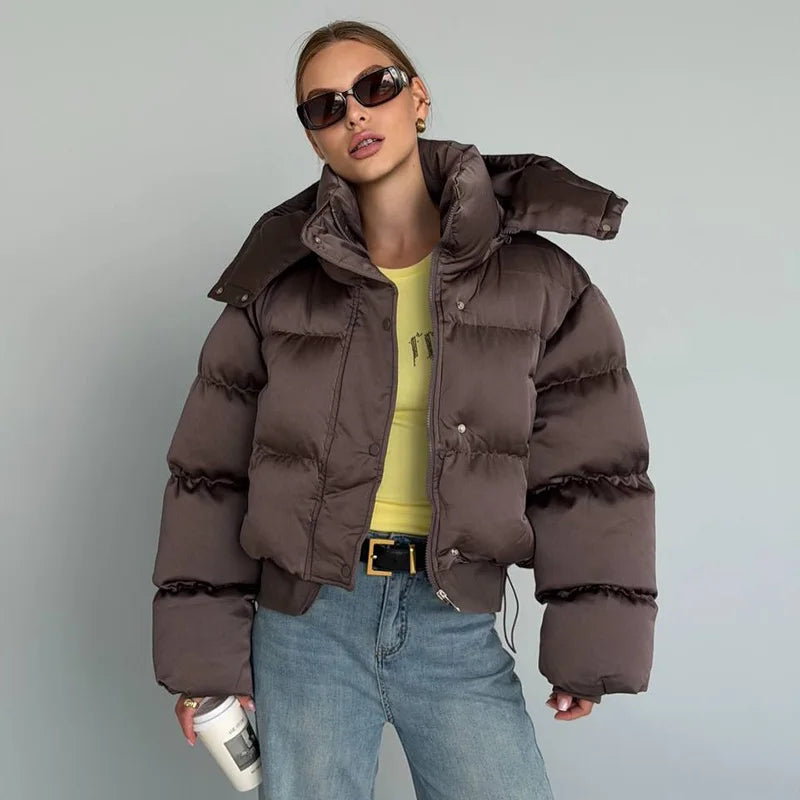 Puffer Women's Two Piece Set Winter Thick Outerwear High Waist Puffer Long Pants Thickened Version Winter Wear 2026 New Arrival