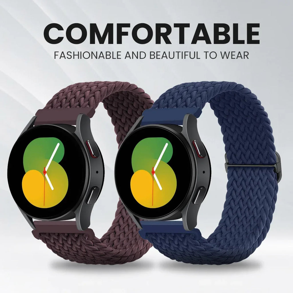 Nylon Strap for Samsung Galaxy Watch 7 6 5 4 40mm 44mm 6Classic 43/47mm 20mm 22mm Braided Solo Loop Band for Huawei Watch 3 4Pro