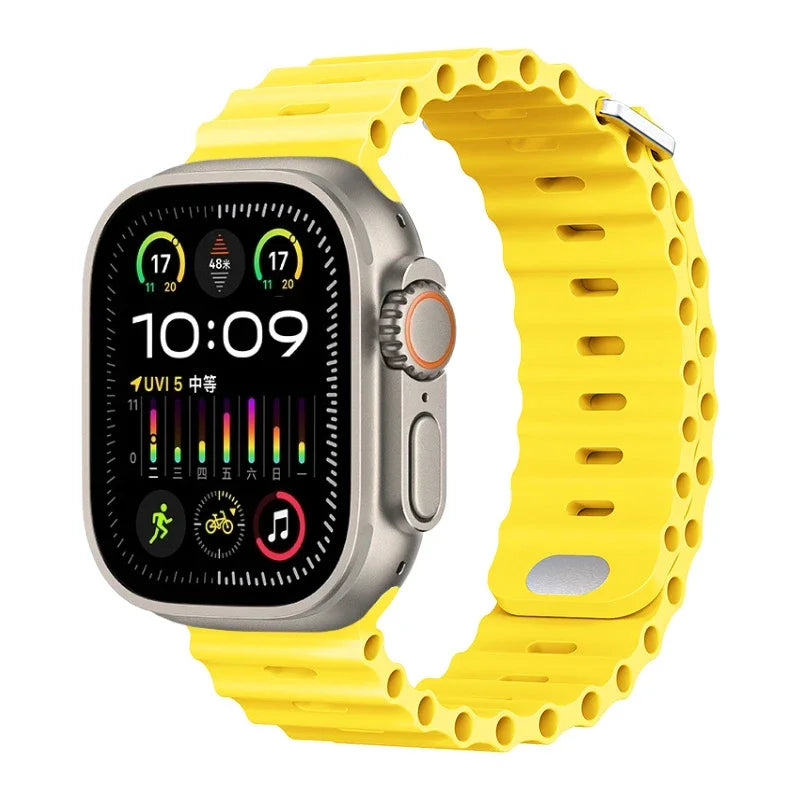 Ocean Silicone Strap For Apple Watch UItra 3 1 2 49mm 10 9 8 7 11 46mm 42mm 45mm 41mm Bracelet Wristband iWatch 6 5 4 SE3 44mm