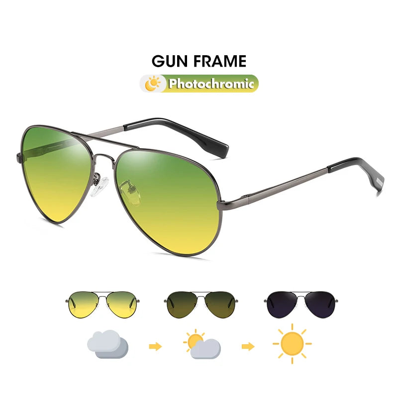 Photochromic Sunglasses Men Polarized Aviation Day Night Vision Glasses for Driving Women Anti-UV Goggle oculos de sol masculino