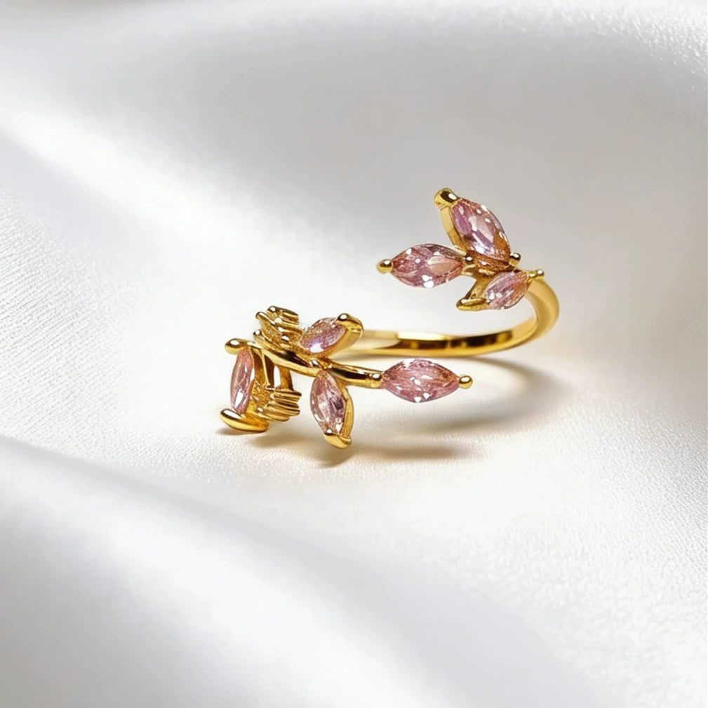Korean CZ Sweet Crystal Zircon Heart Ring For Women Exquisite Shell Flower Opening Finger Rings Princess Wedding Jewelry