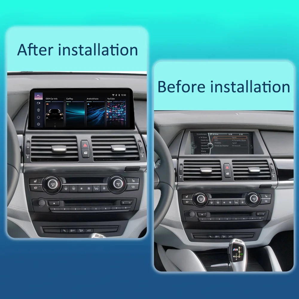 BONROAD 10.25 inch Wireless CarPlay Android Auto With Youtube Airplay Android Auto Linux Car Radio Monitor For BMW X5 X6 E70 E71 CCC CIC system GPS Navigation Multimedia Display Car Stereo Touch Screen