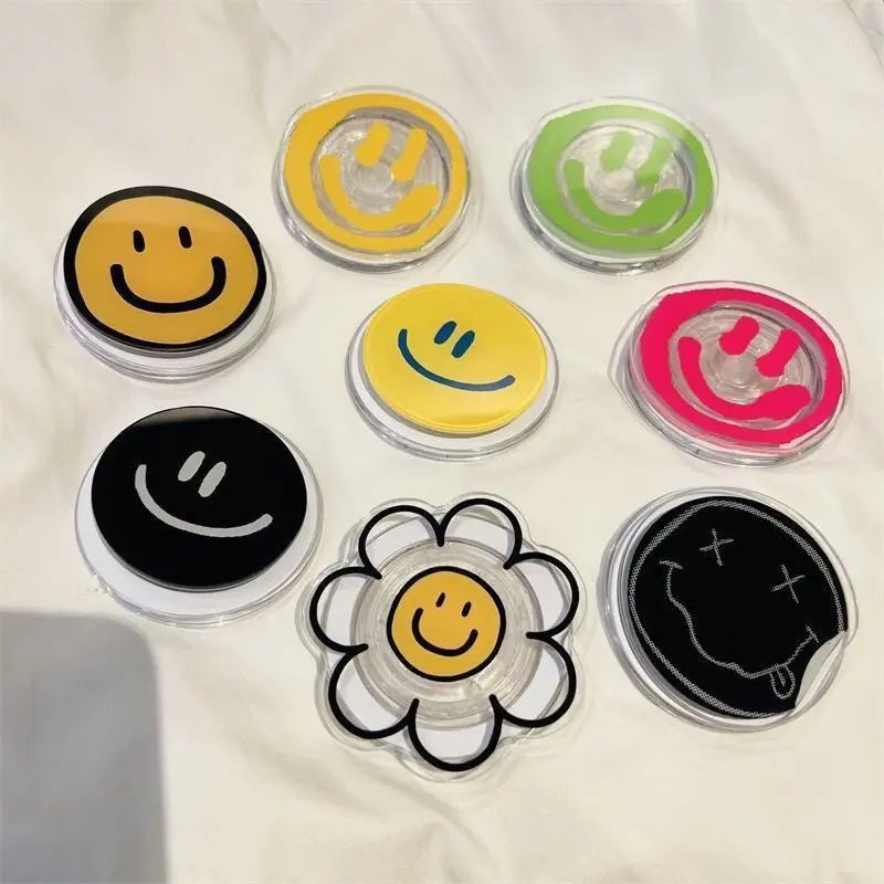 Korean Style Ins Smiling Flower Magsafe Magnetic Suction Phone Airbag Holder Detachable Rotatable and Extendable
