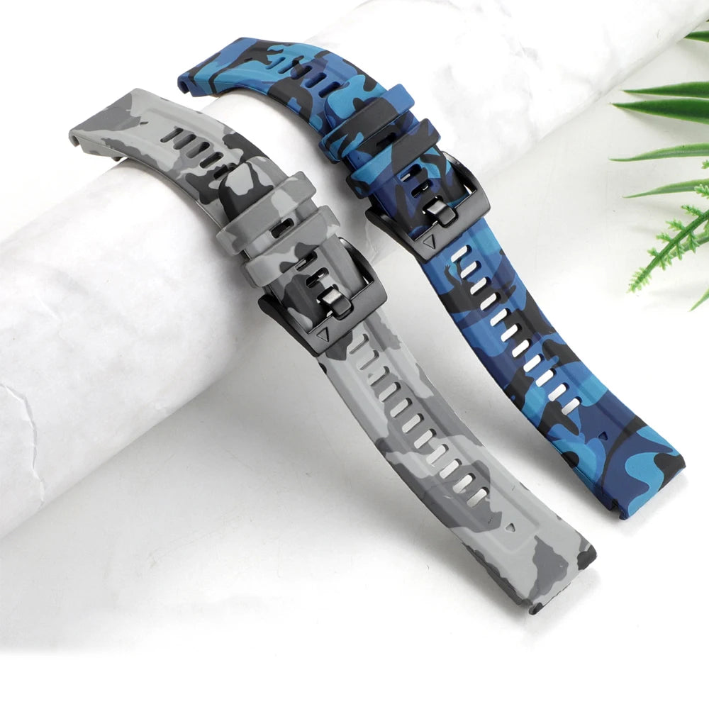 Sports Silicone Camouflage Strap For Garmin Fenix 7 7X Pro Solar Band Epix Pro (Gen 2) 47/51mm 6X Pro Bracelet 22/26mm Watchband