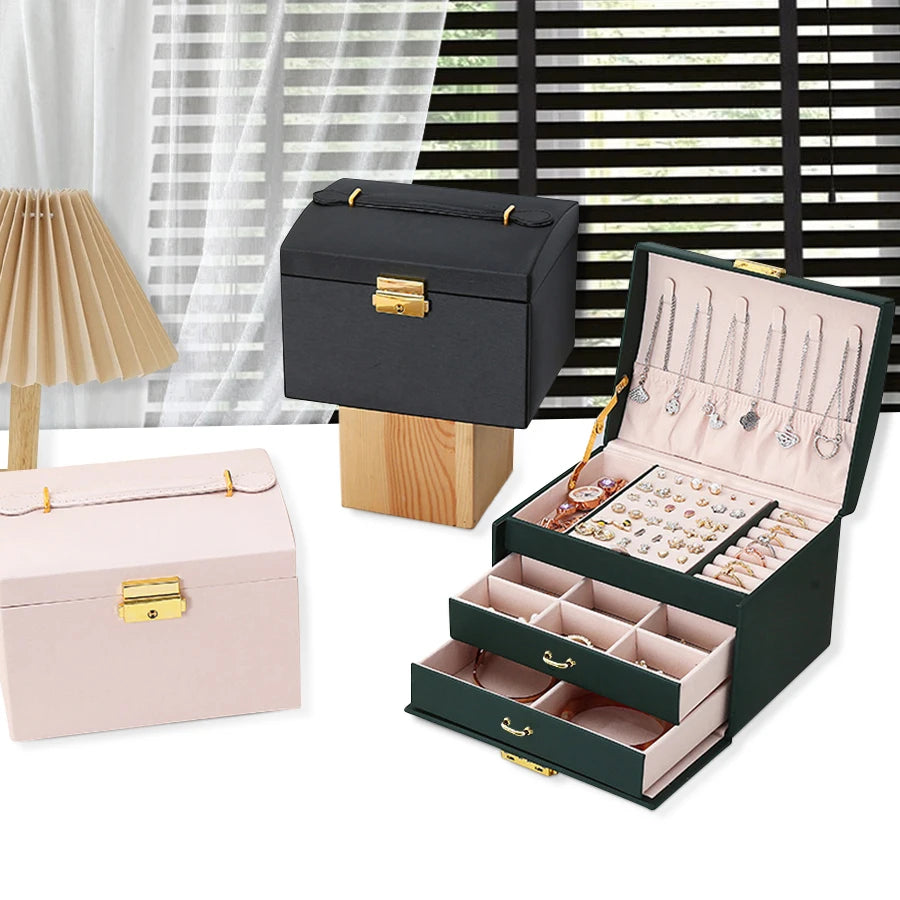 1Pc, Lock Arch Three-Layer Jewelry Box, Suitable for All Kinds of Jewelry Storage Bags