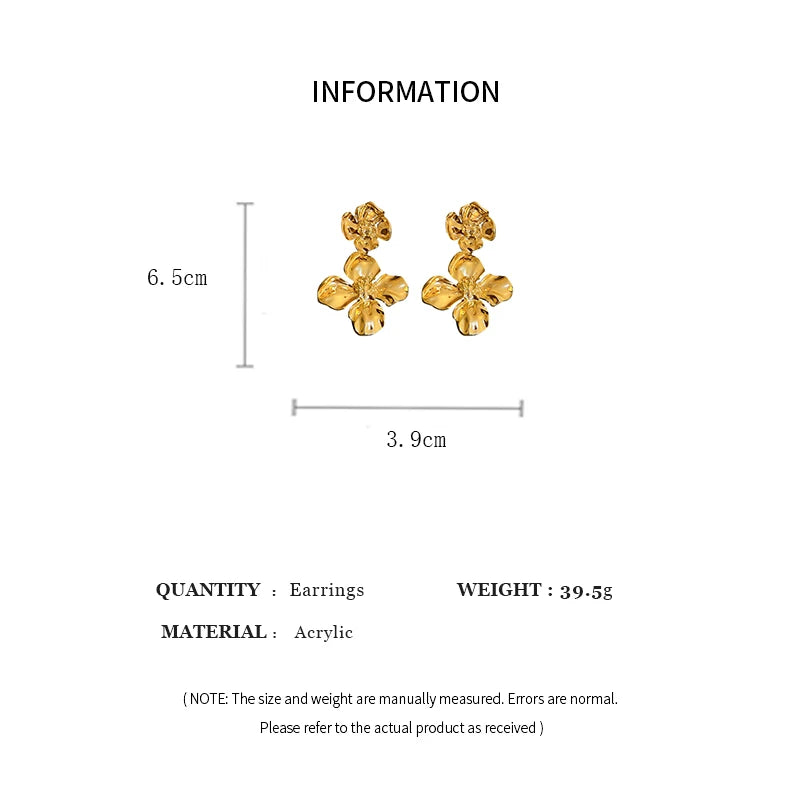 Flower Shaped Metal Dangle Earrings Exaggerated European and American Fashion Earrings Temperament Woman Banquet Jewelry K