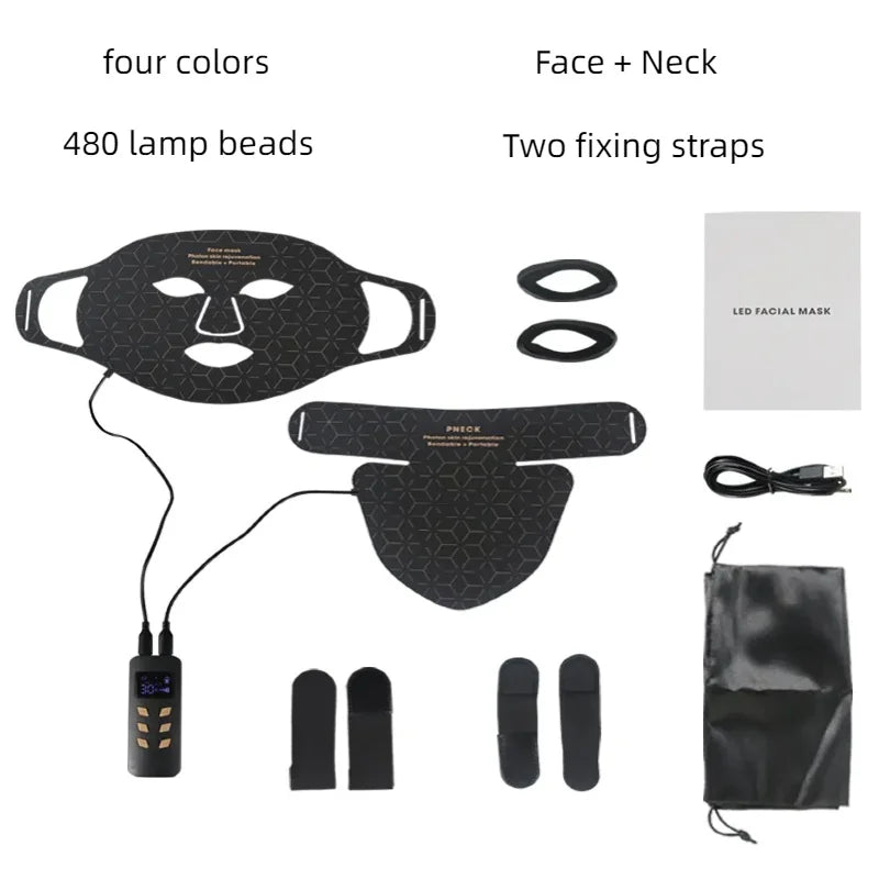 Portable Led Face Mask 4 Colors Red Light Therapy Face Mask 850NM Near Infrared Red Light Photon Therapy Skin Care Face Mask