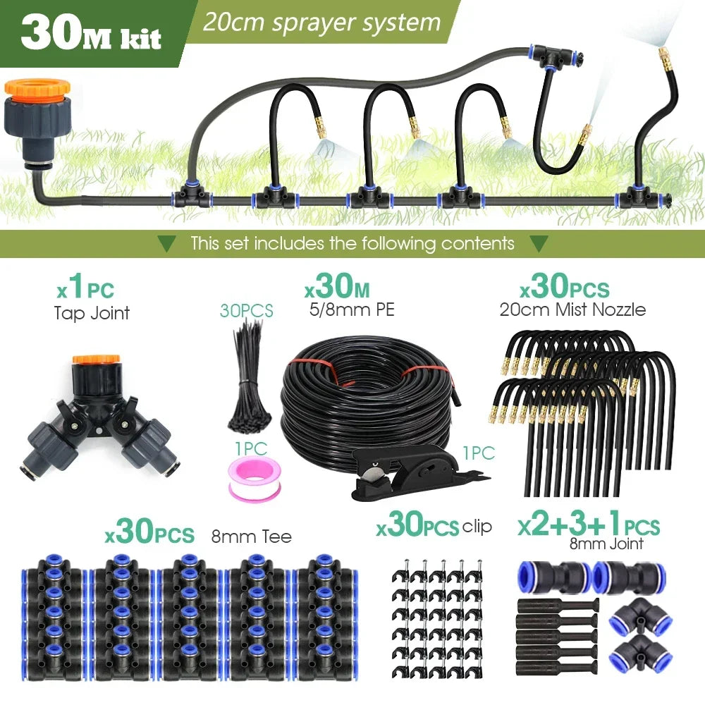 8mm pipe universal watering nozzle - automatic flower watering device with adjustable spray head for watering, irrigation-30M