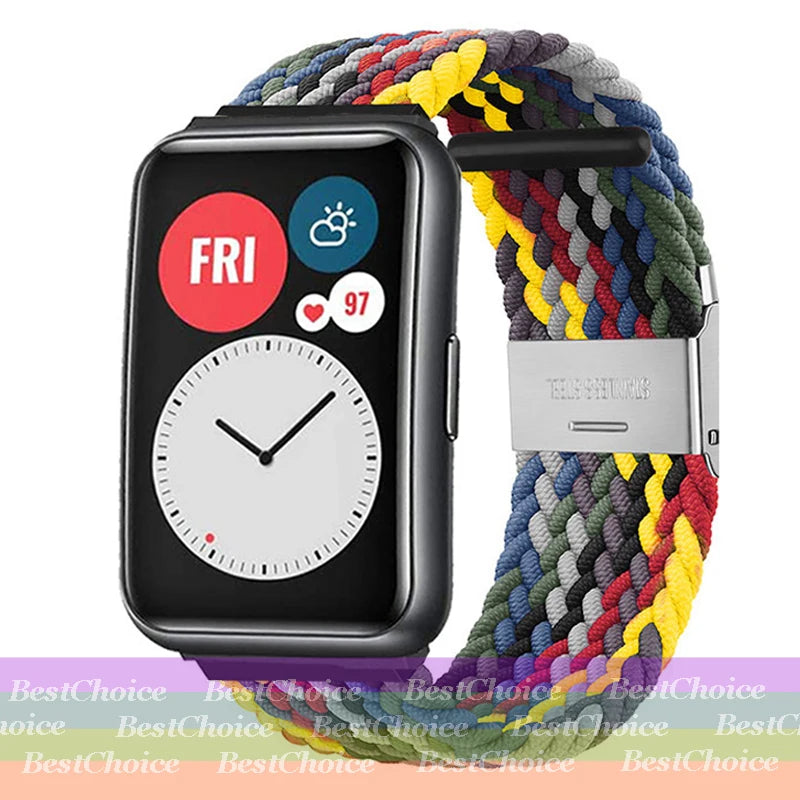 Nylon Braided Watch Strap for Huawei Watch Fit 3 Elastic Loop for Huawei Watch Fit 2 1Adjustable Band Bracelet Metal Connector