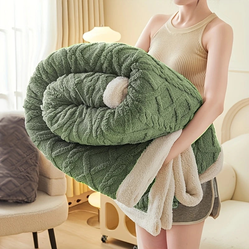 1pc Jacquard Sherpa Weighted Blanket 8lbs for Adults- Soft, Warm, and Thickened Calm Blanket for Ultimate Comfort 4 colours