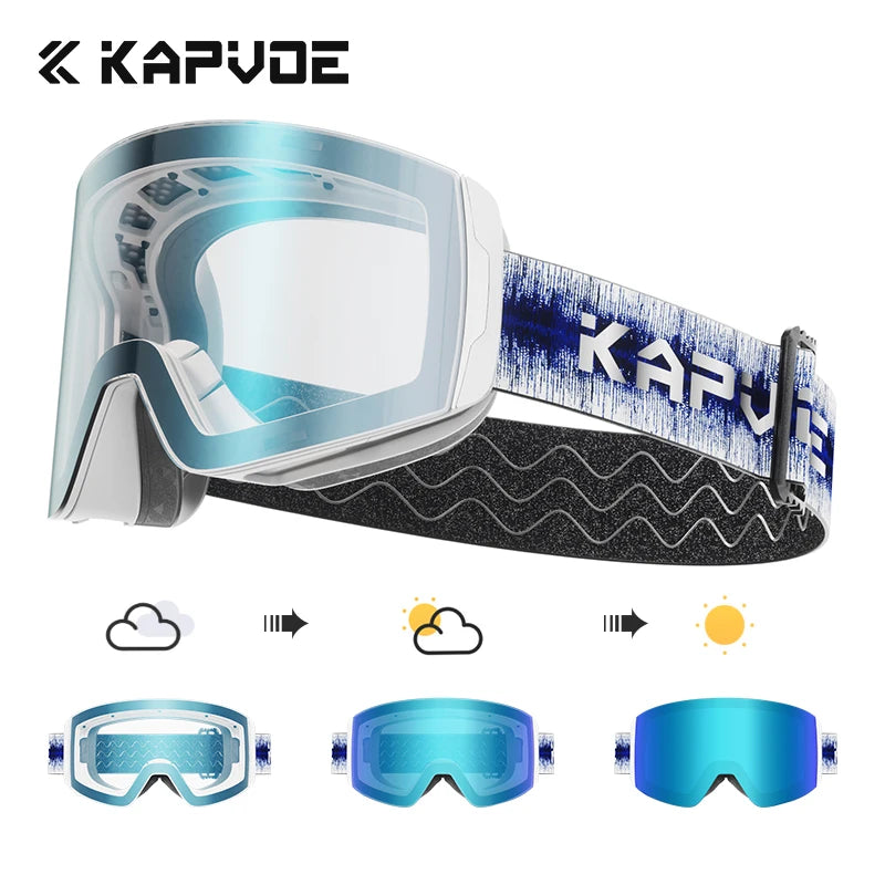 KAPVOE Outdoor Ski Goggles Men Snowboard Glasses Women Winter Snow Sunglasses UV400 Magnetic Attraction Anti-Fog Skiing Goggles