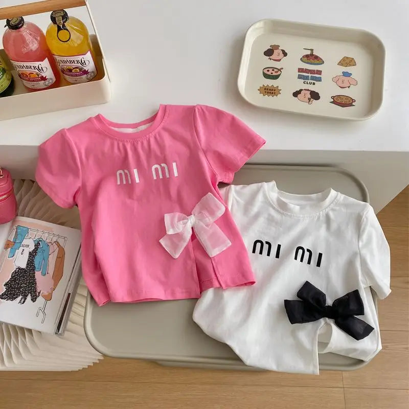 Summer Children Short Sleeve T-shirt for Girls Letter Printing Girls T Shirt Girls Tops Tees Cartoon Kids Clothes 2-8Year child