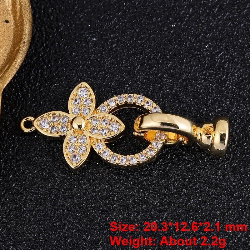 Juya 18K Gold Plated Decorative Fasteners Connector Locks Pearls Clasps Accessories For DIY Needlework Beads Jewelry Making