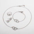 5PCS Set Gold-Color Heart Shaped Jewelry Sets Of Ring Earrings Necklace For Women Elegance Rhinestone