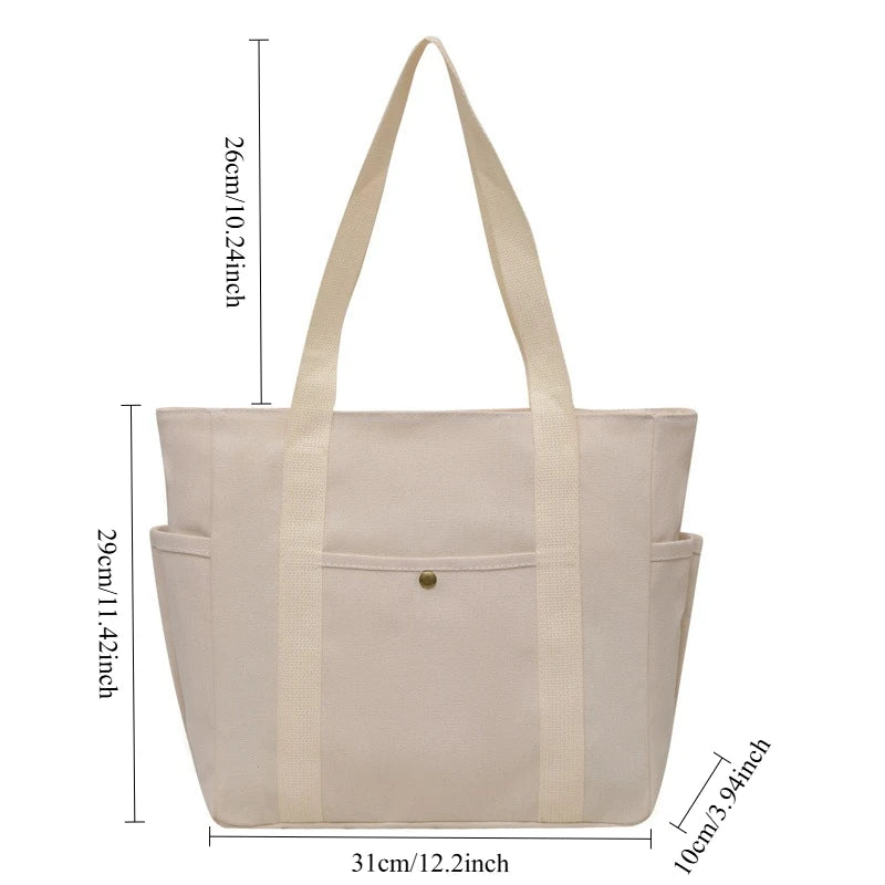 Large Capacity Canvas Tote Bags for Work Commuting Shopping Women Carrying Bag College Style Student Outfit Book Shoulder Bags