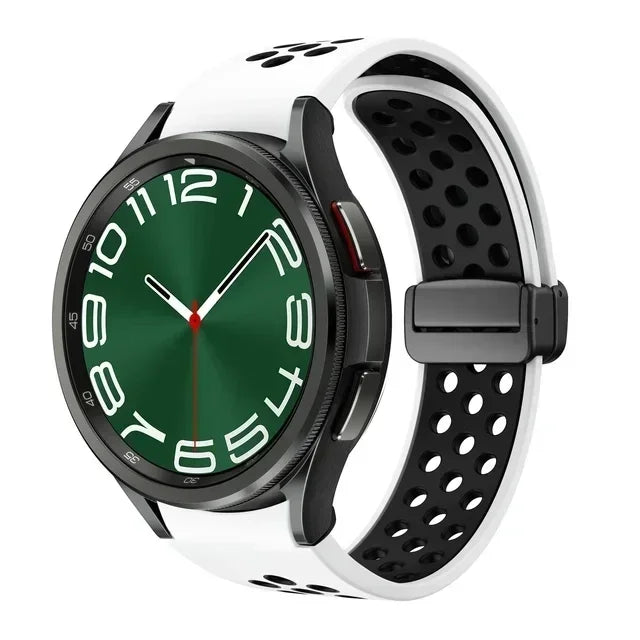 Magnetic Silicone Band for Samsung Galaxy Watch 6 Classic 43 47mm 4 42 46mm 5 Pro 45mm No Gaps Loop Strap for 4/5/6 40 44mm