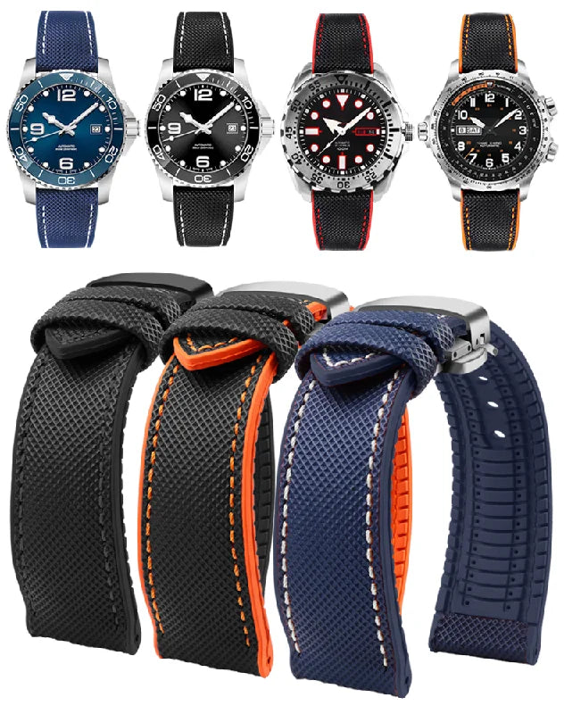 For Longines Seiko water ghost Hamilton series nylon rubber Bottom watch strap 20mm 22mm 23 Strap Men soft Waterproof Wrist Band