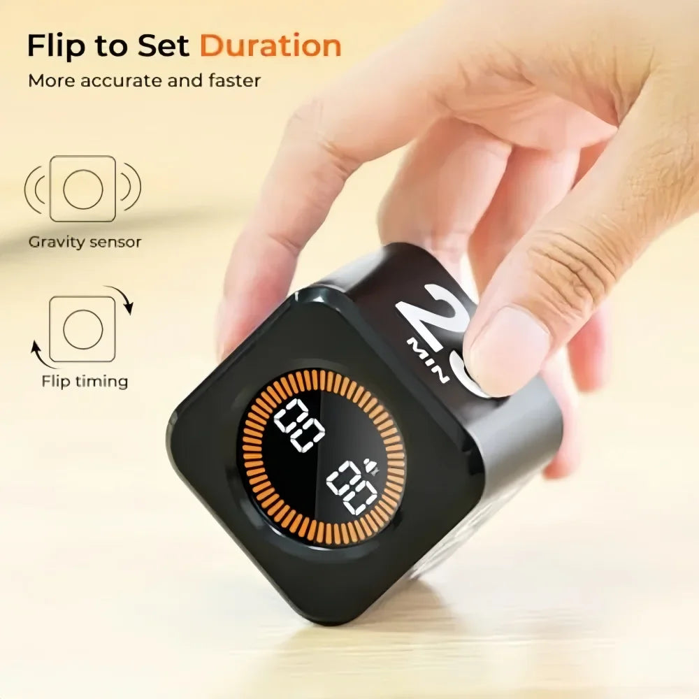 Pomodoro Timer -for Kitchen/Study/Shower Timer,Silent Flip Digital Visual egg Timer, 5/10/25/50min Cooking Gadgets Smart