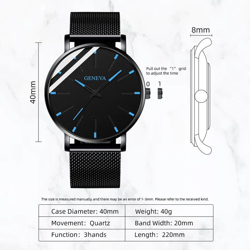 Minimalist Mens Fashion Ultra Thin Watches Simple Men Business Mesh Belt Quartz Wrist Watch Relogio Masculino
