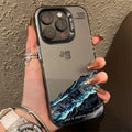 Snow Mountain Landscape Sunset Electroplate Silver Phone Case For iPhone 16 Pro 17 18 Pro 11 12 13 14 15 Pro Max Air 16E Cover