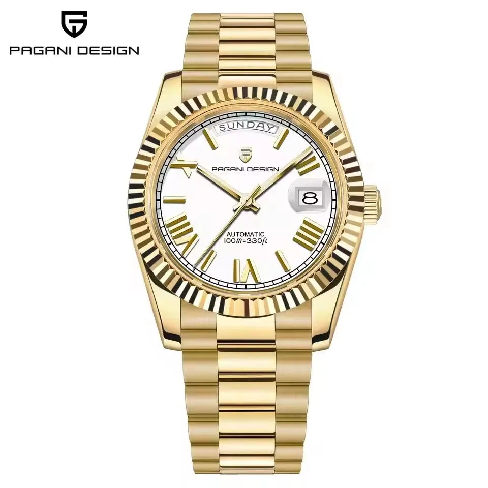 PAGANI DESIGN New Week Calendar Type Watch Japan Movt Waterproof Mechanical Man watch 316L All Steel Luxury Luminous Men watch