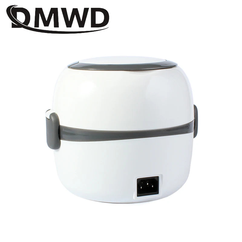 DMWD MINI Rice Cooker Thermal Heating Electric Lunch Box 2 Layers Portable Food Steamer Cooking Container Meal Lunchbox Warmer