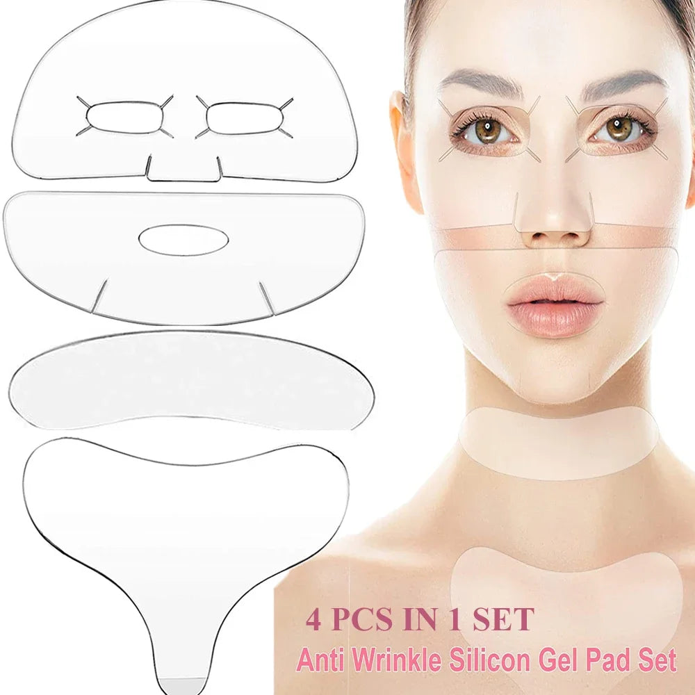 Reusable Silicone Chest Pads Patch Silicone Wrinkle Neck Chest Pad Full Face Pad Set Cleavage Pad Eye Pad for Women Girls