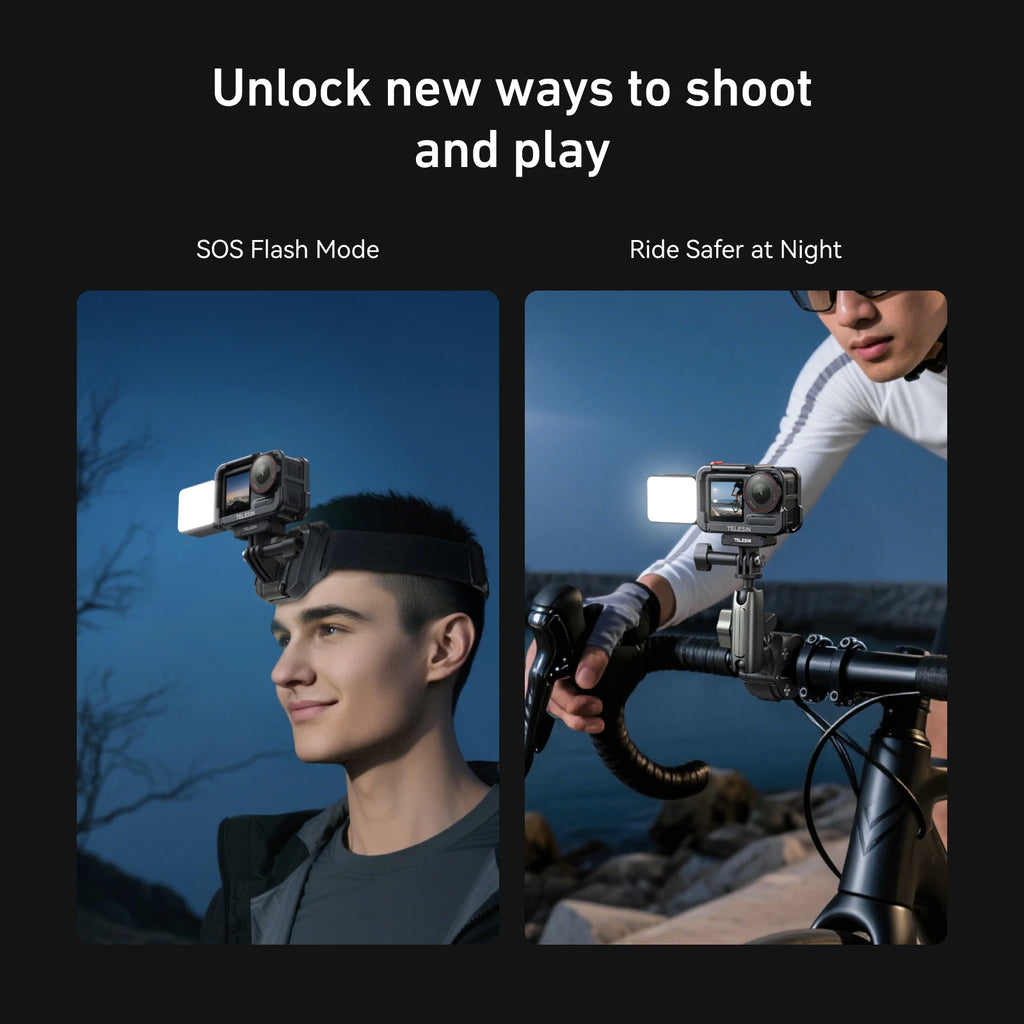 TELESIN Quick Release Fill Light Mini Waterproof Selfie Light For DJI OSMO Action 2 3 4 5pro Mini Selfie Light For Action Camera