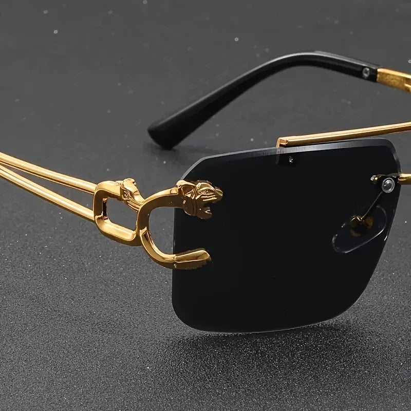 Vintage Luxury Golden Glasses Women's Punk Frameless High-End Men And Women Outdoor Eyewear Travel Anti Sun Glasses
