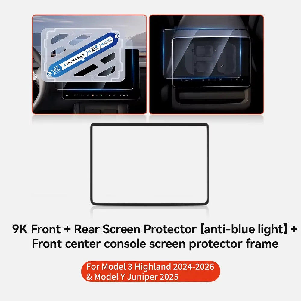 YZ Tempered Glass Screen Protector For Tesla Model 3 Y 2021-2025 Center Control Accessorie Matte Anti Glare HD Film Protection