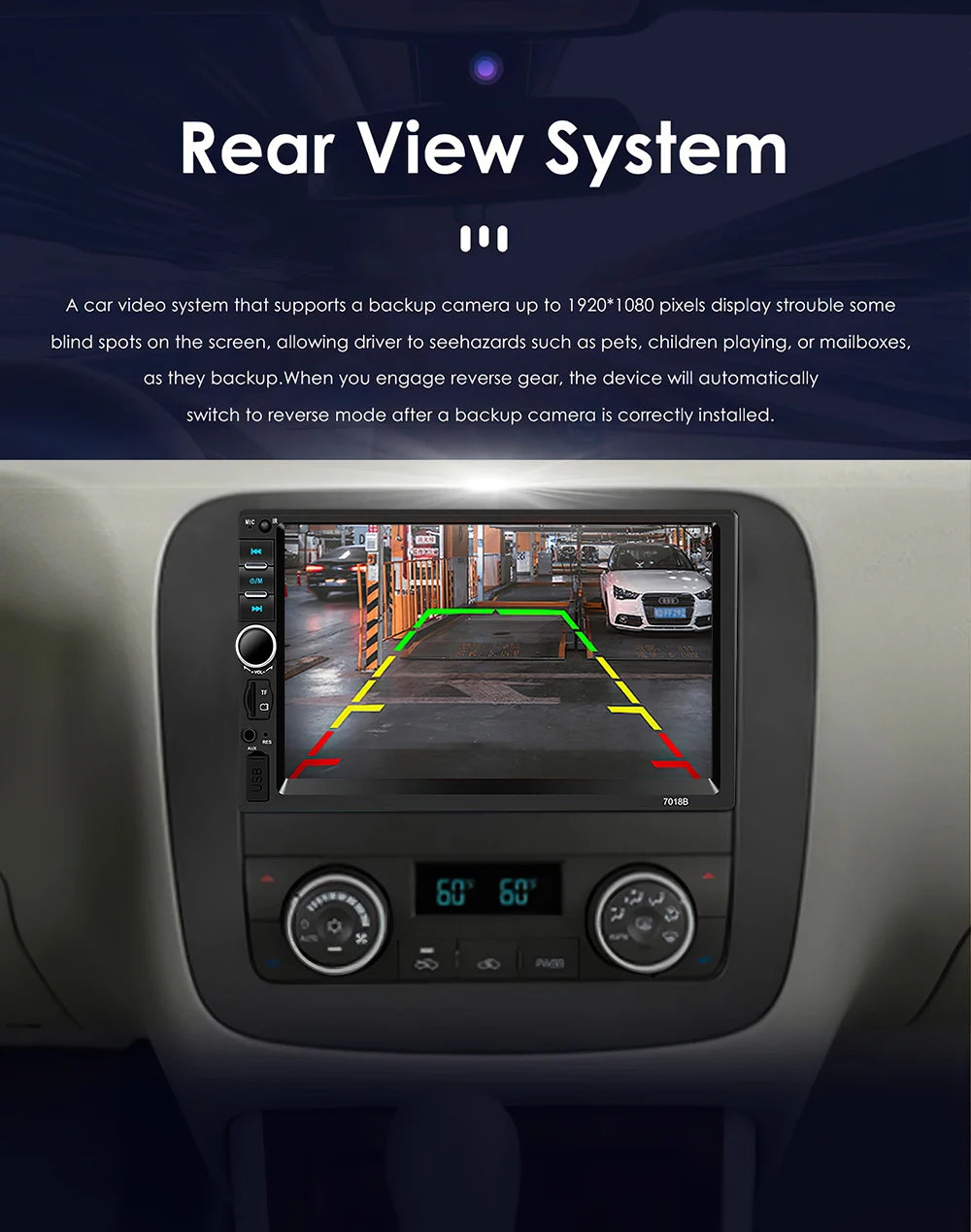 HD 7inch IPS Touch Screen Universal 1Din Caplay  Android auto Car Radio Stereo Multimedia Player  Autoaudio FM Receiver Monitor