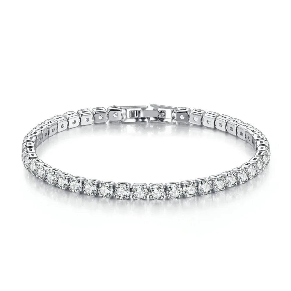 Women's Fashion 4mm Zirconia Tennis Bracelet Crystal Charm Designer Thin Chain Wedding Jewelry