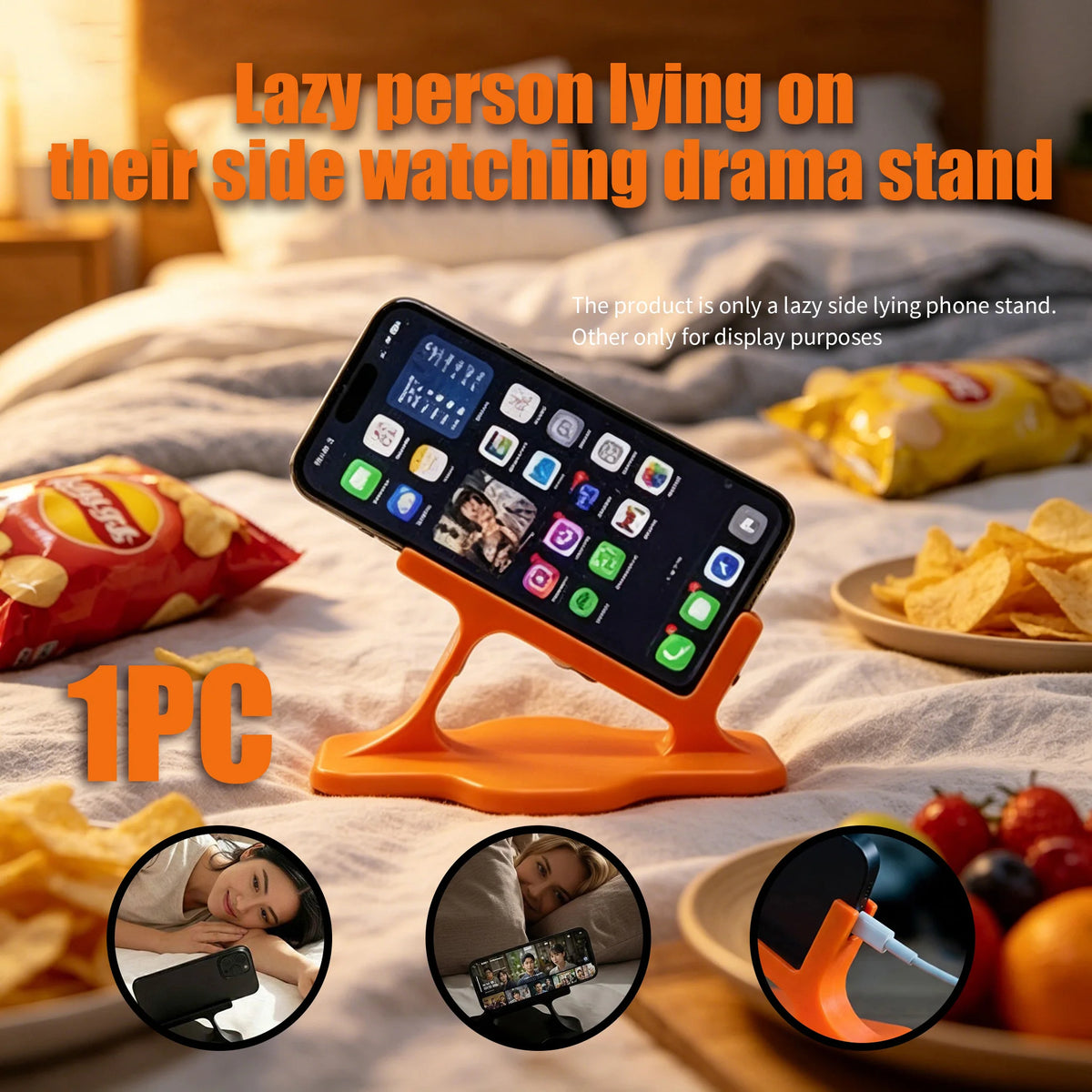 Bed Lazy Phone Stand, Hand-free Phone Bracket, Ergonomic Design, Portable Phone Support for Lying Down & Home Entertainment