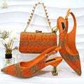 QSGFC New Arrive Italian Design Party Shoes With Matching Clutch Bag Hot African Wedding With Women Heel Shoes And Bag Set Party