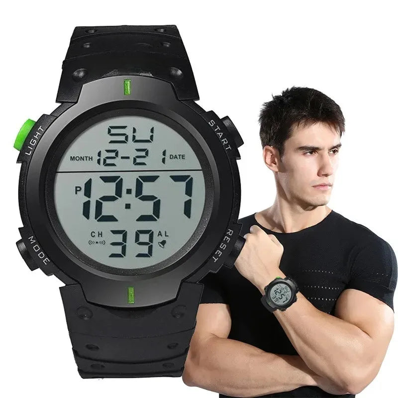Men's Sport LED Digital Watch Multi-Functional Rubber Fitness Athlete Timekeeping Electronic Clock Reloj